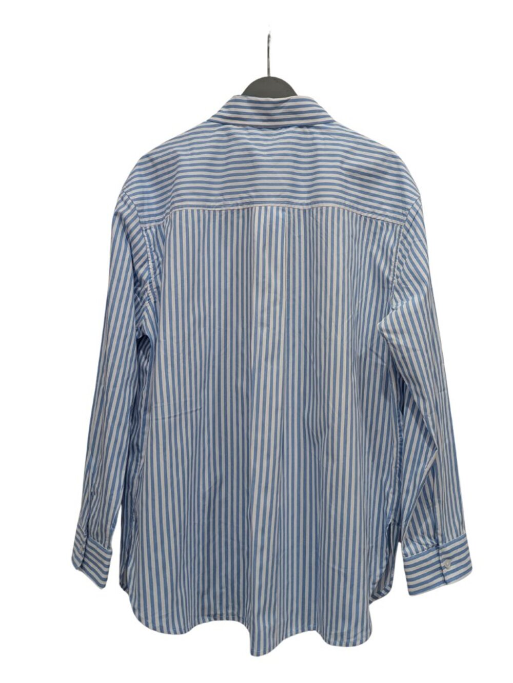 Express Boyfriend Shirt Women L Blue White Striped Cotton Button Down NWT - Picture 3 of 9